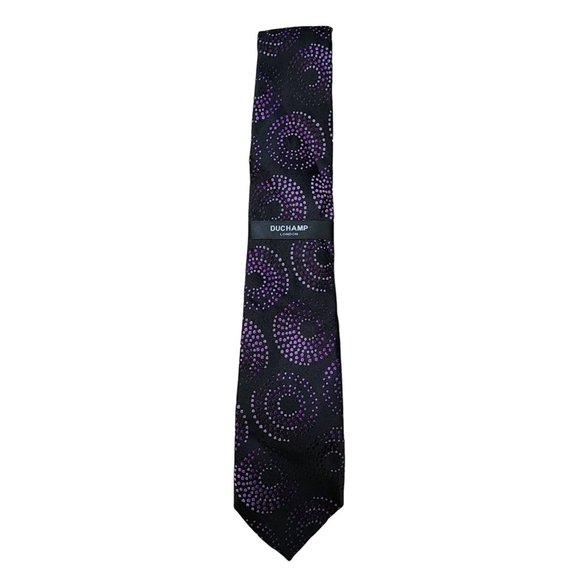 Duchamp NWT Purple Necktie Black Circle New Silk Tie - Picture 1 of 3